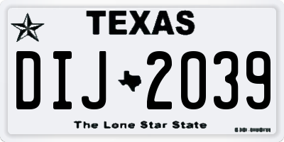 TX license plate DIJ2039