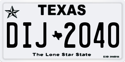 TX license plate DIJ2040