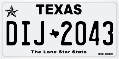 TX license plate DIJ2043