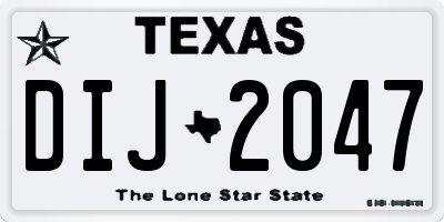 TX license plate DIJ2047