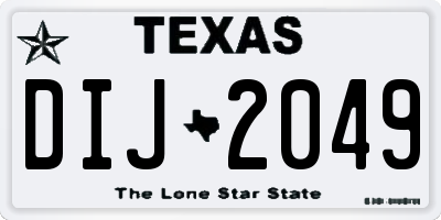 TX license plate DIJ2049
