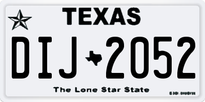 TX license plate DIJ2052
