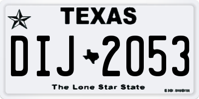 TX license plate DIJ2053