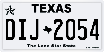 TX license plate DIJ2054