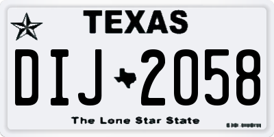 TX license plate DIJ2058