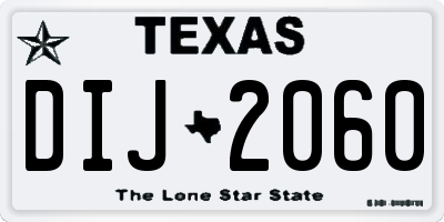 TX license plate DIJ2060