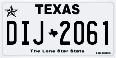 TX license plate DIJ2061