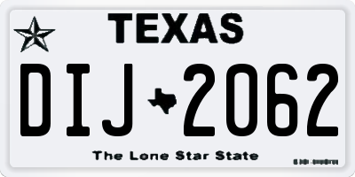 TX license plate DIJ2062