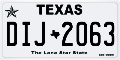TX license plate DIJ2063