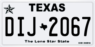 TX license plate DIJ2067