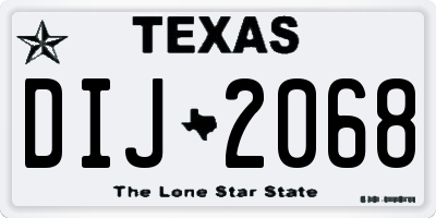 TX license plate DIJ2068