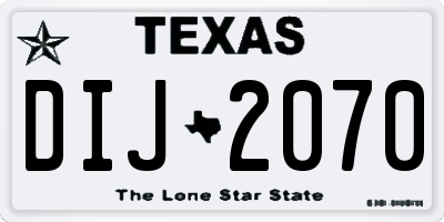 TX license plate DIJ2070