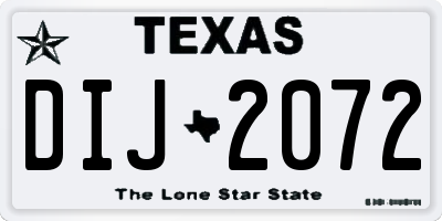 TX license plate DIJ2072