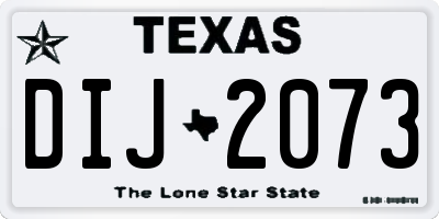 TX license plate DIJ2073