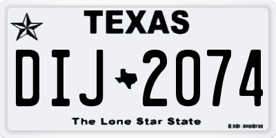 TX license plate DIJ2074
