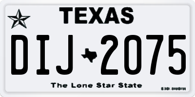 TX license plate DIJ2075