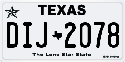TX license plate DIJ2078