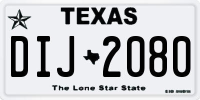 TX license plate DIJ2080