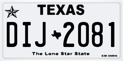 TX license plate DIJ2081