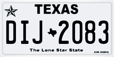 TX license plate DIJ2083