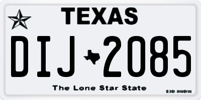 TX license plate DIJ2085