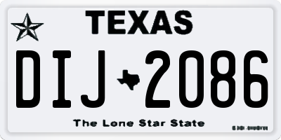 TX license plate DIJ2086