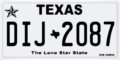 TX license plate DIJ2087
