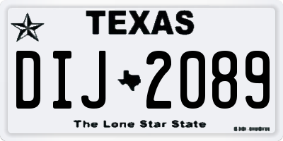 TX license plate DIJ2089