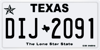 TX license plate DIJ2091