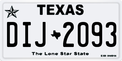 TX license plate DIJ2093