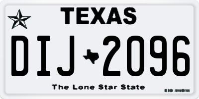 TX license plate DIJ2096