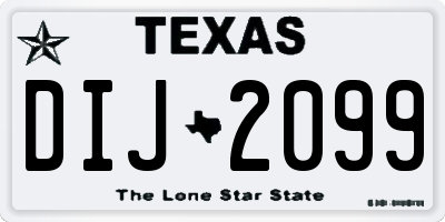 TX license plate DIJ2099