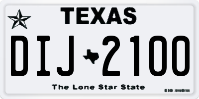 TX license plate DIJ2100