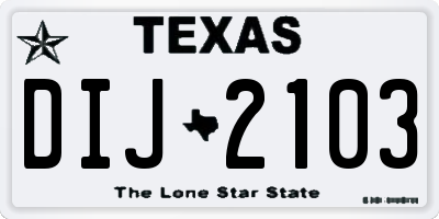 TX license plate DIJ2103