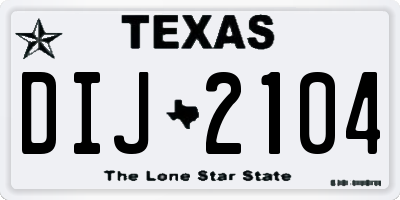 TX license plate DIJ2104