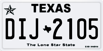 TX license plate DIJ2105
