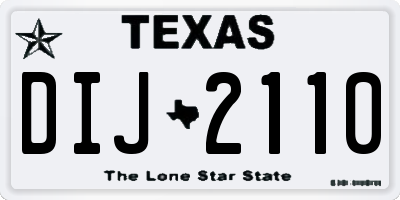 TX license plate DIJ2110