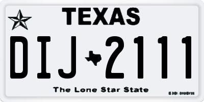 TX license plate DIJ2111