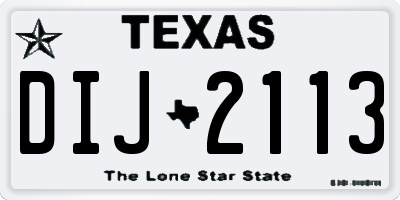 TX license plate DIJ2113