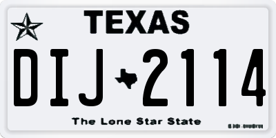 TX license plate DIJ2114