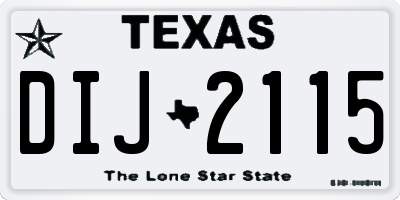 TX license plate DIJ2115