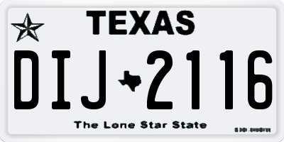 TX license plate DIJ2116