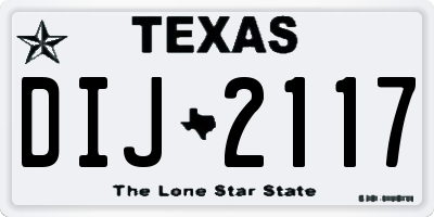 TX license plate DIJ2117