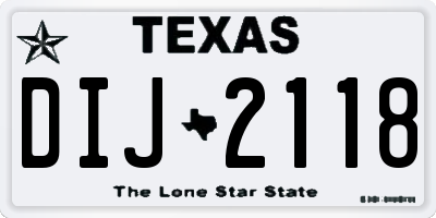 TX license plate DIJ2118