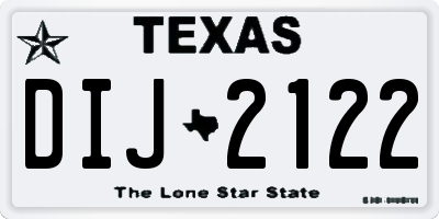 TX license plate DIJ2122