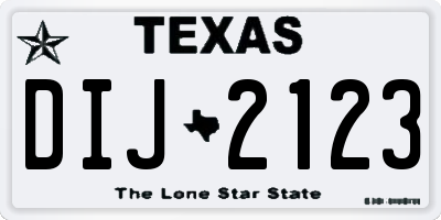 TX license plate DIJ2123