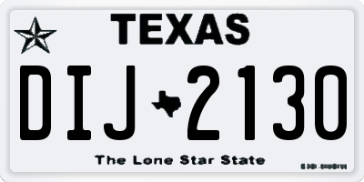 TX license plate DIJ2130