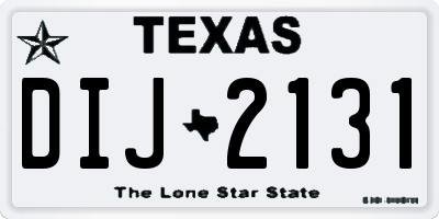 TX license plate DIJ2131
