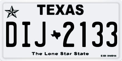TX license plate DIJ2133