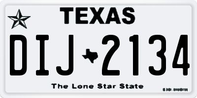 TX license plate DIJ2134